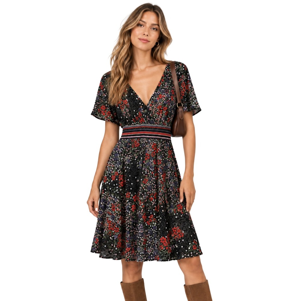 Anthropologie Girls From Savoy Dress Womens Small Mini Floral Babydoll Prairie